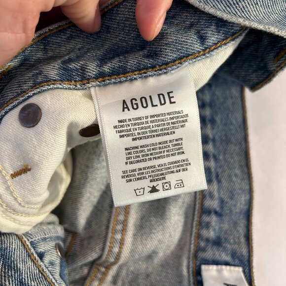 AGOLDE Women's 30 Parker Long distressed denim shorts with a raw hem - Picture 4 of 7